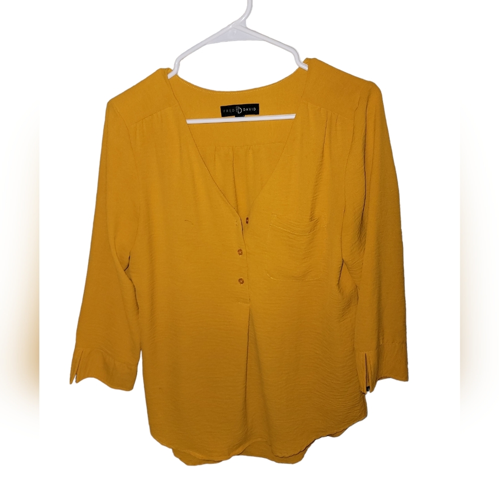 A Fred David Yellow blouse Women's size S